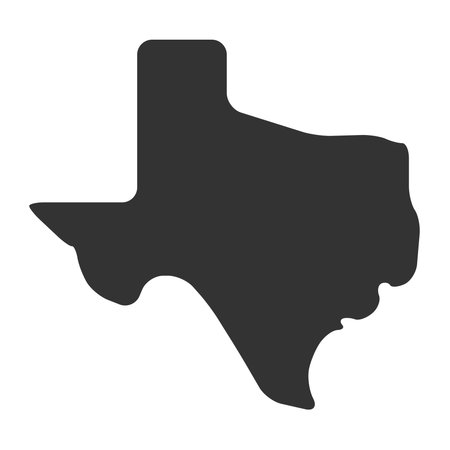 Texas state of United States of America, USA. Simplified thick black silhouette map with rounded corners. Simple flat vector illustrationのイラスト素材