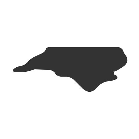 North Carolina state of United States of America, USA. Simplified thick black silhouette map with rounded corners. Simple flat vector illustrationのイラスト素材