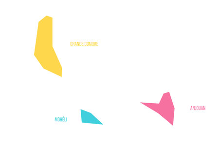 Comoros political map of administrative divisions - autonomous islands. Colorful vector map with labels.のイラスト素材