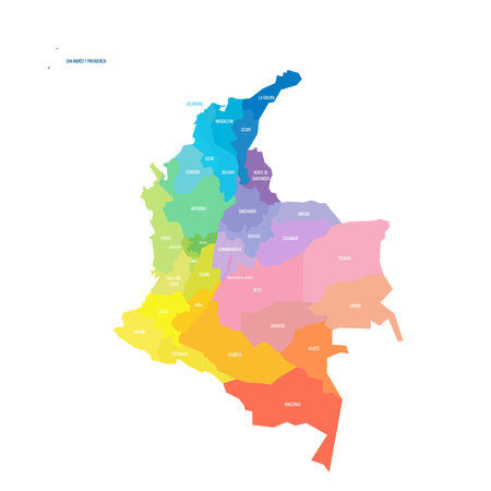 Colombia political map of administrative divisionsのイラスト素材
