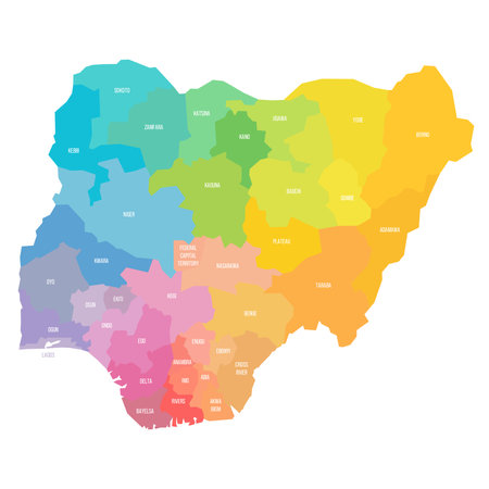 Nigeria political map of administrative divisionsのイラスト素材