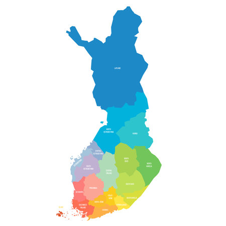 Finland political map of administrative divisionsのイラスト素材