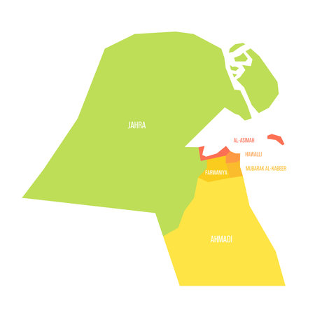 Kuwait political map of administrative divisionsのイラスト素材