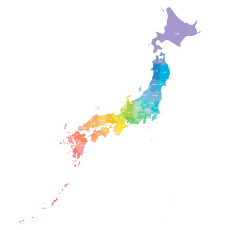 Japan political map of administrative divisionsのイラスト素材
