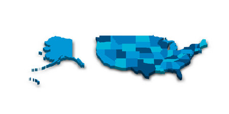 United States of America political map of administrative divisionsのイラスト素材