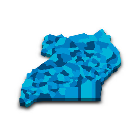 Uganda political map of administrative divisionsの写真素材