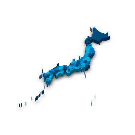 Japan political map of administrative divisionsのイラスト素材