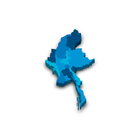 Myanmar political map of administrative divisionsのイラスト素材