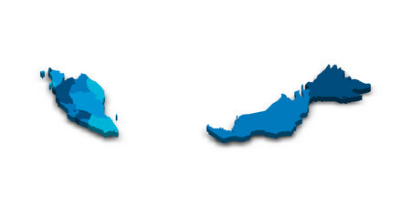 Malaysia political map of administrative divisionsのイラスト素材