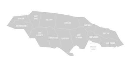 Jamaica political map of administrative divisionsのイラスト素材
