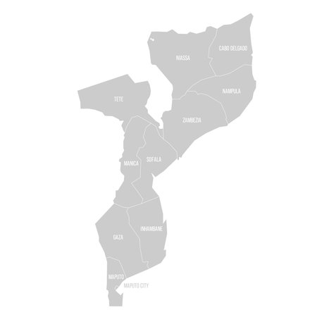 Mozambique political map of administrative divisionsのイラスト素材