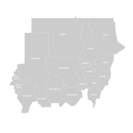 Sudan political map of administrative divisionsのイラスト素材