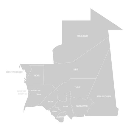 Mauritania political map of administrative divisionsのイラスト素材