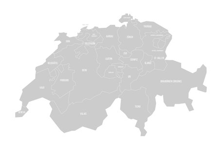 Switzerland political map of administrative divisionsのイラスト素材