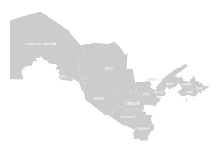 Uzbekistan political map of administrative divisionsのイラスト素材