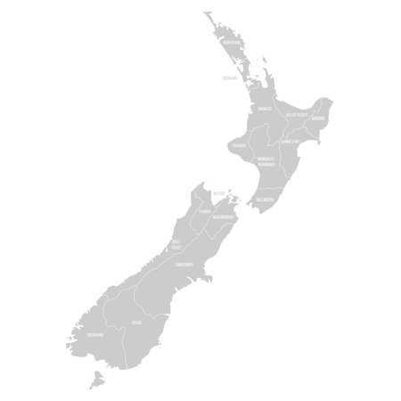 New Zealand political map of administrative divisionsのイラスト素材