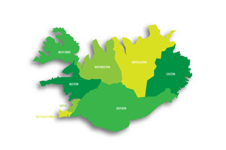 Iceland political map of administrative divisionsのイラスト素材