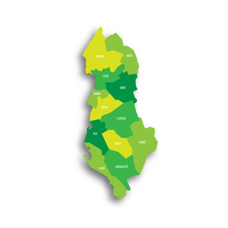 Albania political map of administrative divisionsのイラスト素材