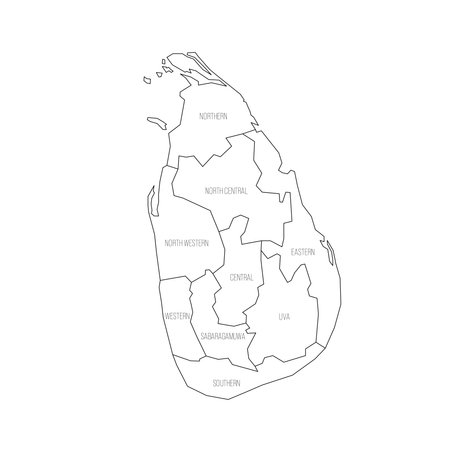 Sri Lanka political map of administrative divisionsのイラスト素材