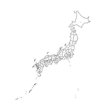Japan political map of administrative divisionsのイラスト素材
