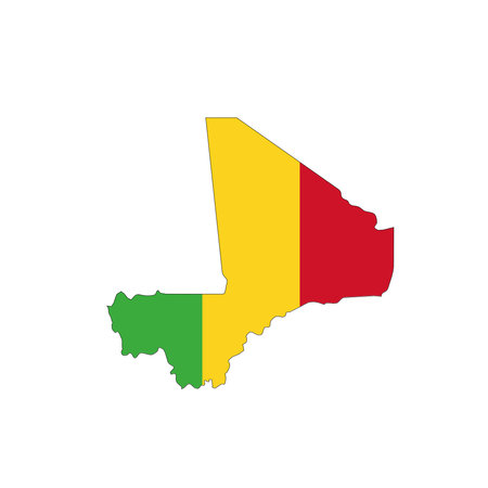 Mali national flag in a shape of country mapのイラスト素材