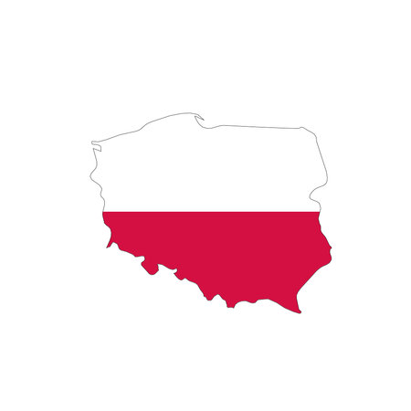 Poland national flag in a shape of country mapのイラスト素材