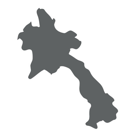 Laos - smooth grey silhouette map of country area. Simple flat vector illustration.のイラスト素材