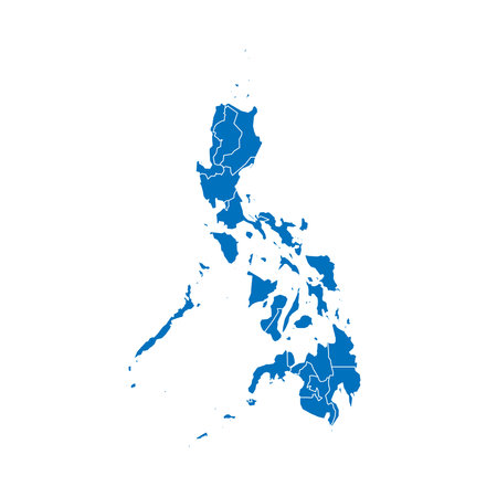 Philippines political map of administrative divisions - regions. Solid blue blank vector map with white borders.のイラスト素材