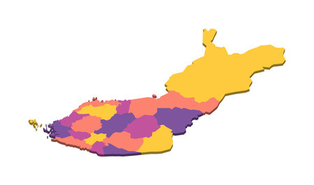 Finland political map of administrative divisions - regions and one autonomous region of Aland. Isometric 3D blank vector map in four colors scheme.のイラスト素材