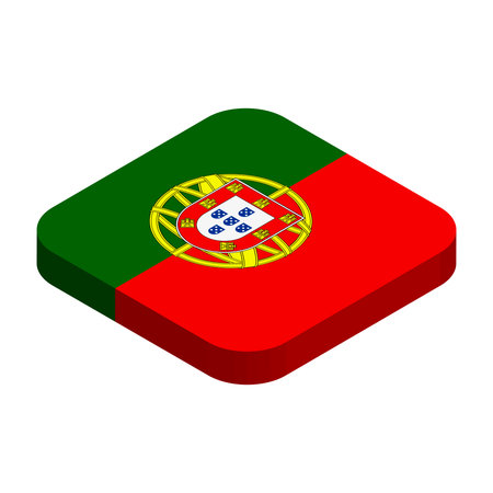 Portugal flag - 3D isometric square flag with rounded corners.のイラスト素材