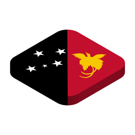 Papua New Guinea flag - 3D isometric square flag with rounded corners.のイラスト素材