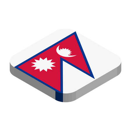 Nepal flag - 3D isometric square flag with rounded corners.のイラスト素材