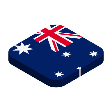 Australia flag - 3D isometric square flag with rounded corners.のイラスト素材
