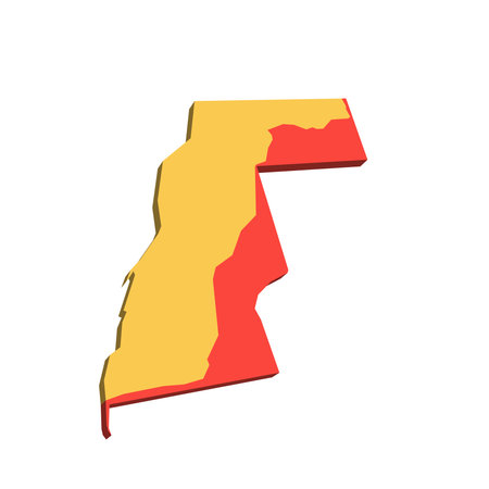 Western map of land divided between Morocco and Sahrawi Arab Democratic Republic by Moroccan Western Sahara Wall. 3D map in shades of orange color.のイラスト素材