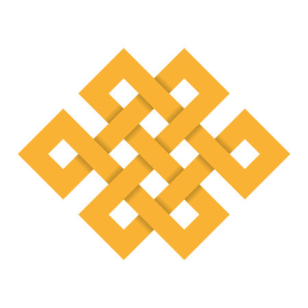 Endless, eternal or longevity knot. Complex ornamental sign. Symbol of continuity. Orange vector ornament.のイラスト素材