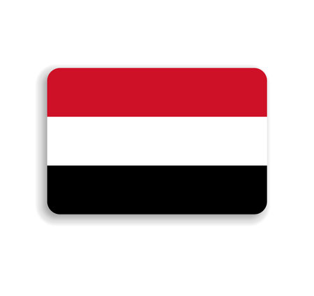 Yemen flag - flat vector rectangle with rounded corners and dropped shadow.のイラスト素材