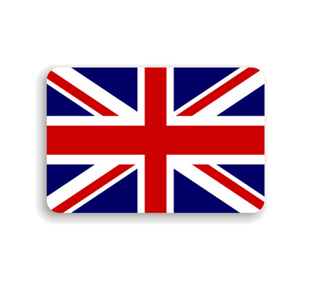 United Kingdom of Great Britain and Northern Ireland flag - flat vector rectangle with rounded corners and dropped shadow.のイラスト素材