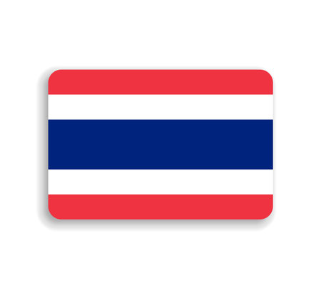 Thailand flag - flat vector rectangle with rounded corners and dropped shadow.のイラスト素材