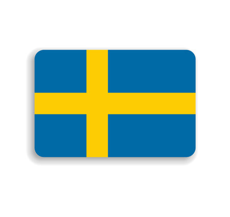Sweden flag - flat vector rectangle with rounded corners and dropped shadow.のイラスト素材