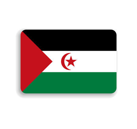 Sahrawi Arab Democratic Republic flag - flat vector rectangle with rounded corners and dropped shadow.のイラスト素材
