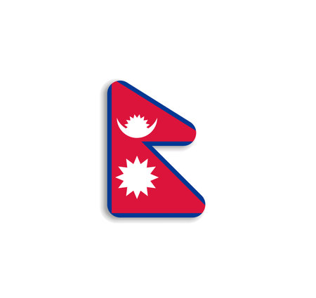 Nepal flag - flat vector rectangle with rounded corners and dropped shadow.のイラスト素材