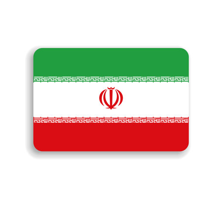 Iran flag - flat vector rectangle with rounded corners and dropped shadow.のイラスト素材