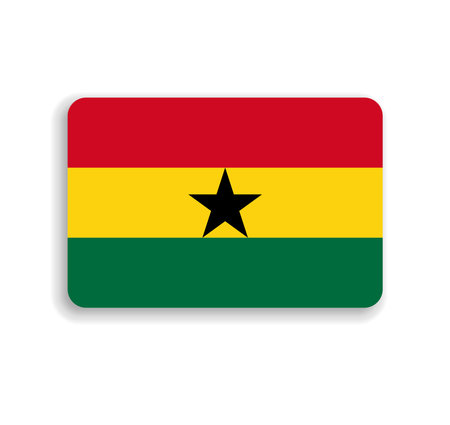 Ghana flag - flat vector rectangle with rounded corners and dropped shadow.のイラスト素材