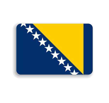 Bosnia and Herzegovina flag - flat vector rectangle with rounded corners and dropped shadow.のイラスト素材