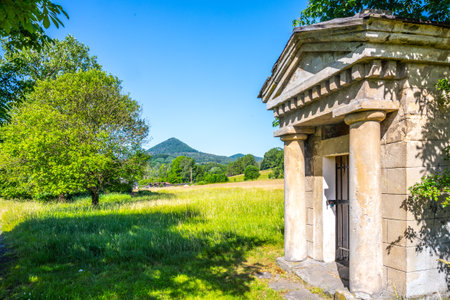Chapel resembling an ancient temple on a field road east of Svor in the Lusatian Mountains, Czech Republicの写真素材
