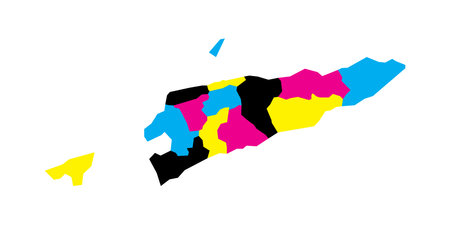East Timor political map of administrative divisions - municipalities and Special Administrative Region Oecusse-Ambeno. Blank vector map in CMYK colors.のイラスト素材