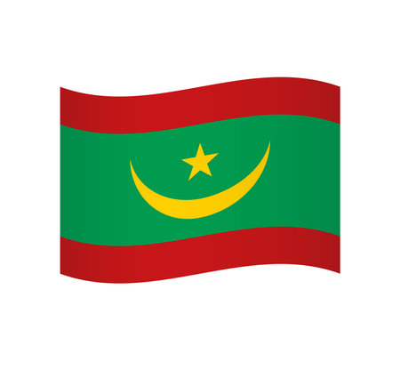 Mauritania flag - simple wavy vector icon with shading.のイラスト素材