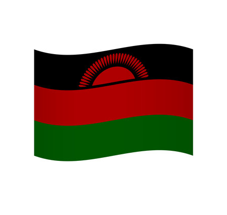 Malawi flag - simple wavy vector icon with shading.のイラスト素材