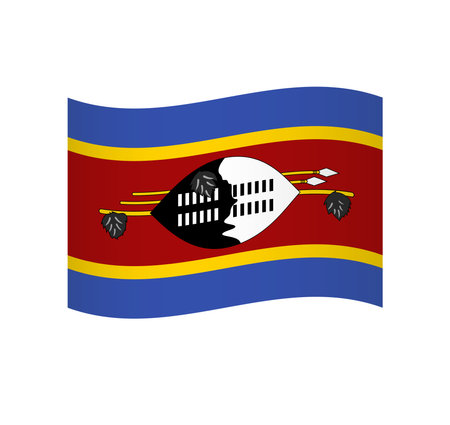 Eswatini flag - simple wavy vector icon with shading.のイラスト素材
