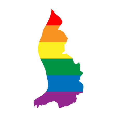 Liechtenstein country silhouette. Country map silhouette in rainbow colors of LGBT flag.のイラスト素材